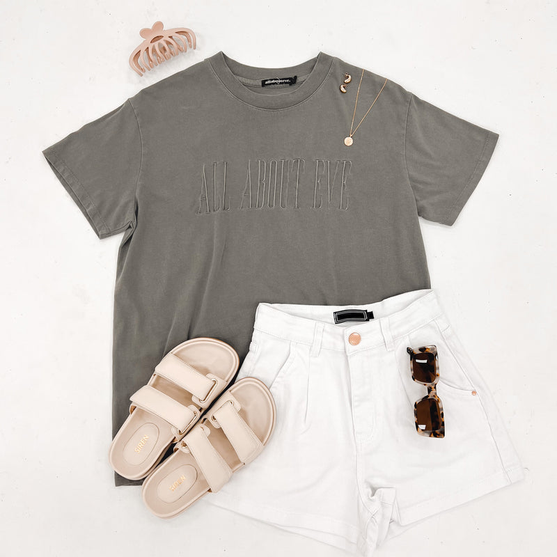 Heritage Tee 2 Charcoal + Ezrah Denim Short White = ADORABLE