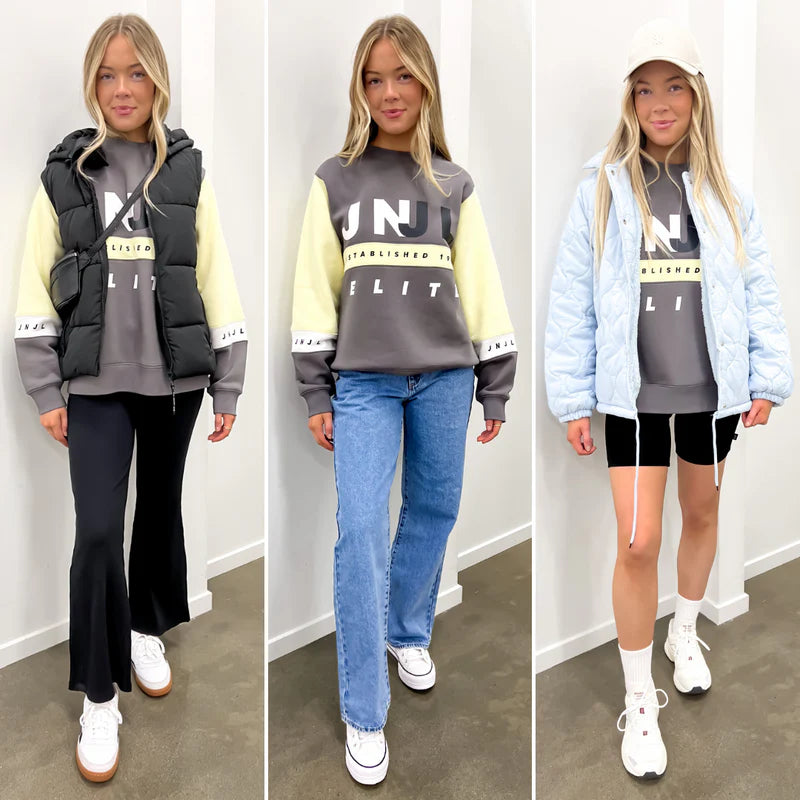The Colton Panelled Sport Crew Charcoal Styled Three Ways