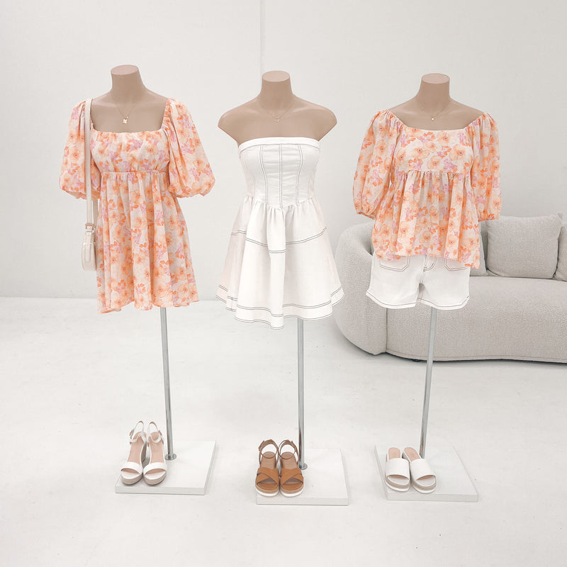 Citrus Floral & White Denim