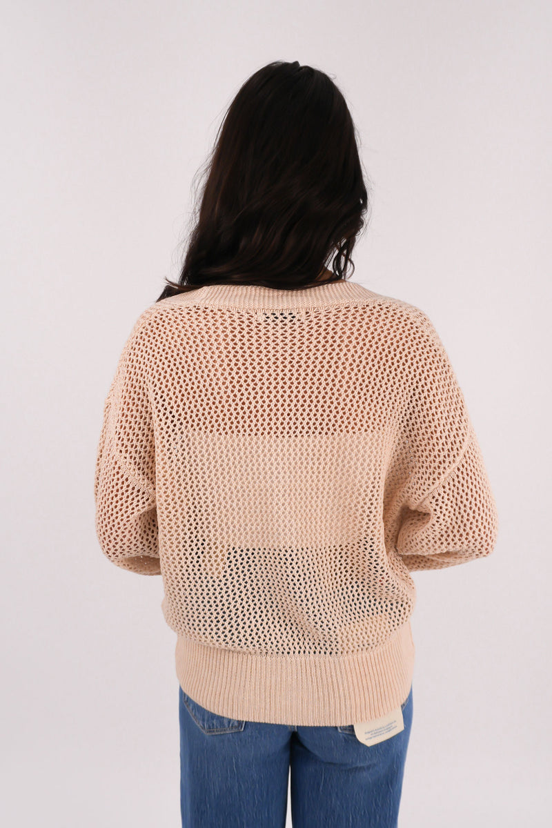 Danna Crochet Cardigan Beige b