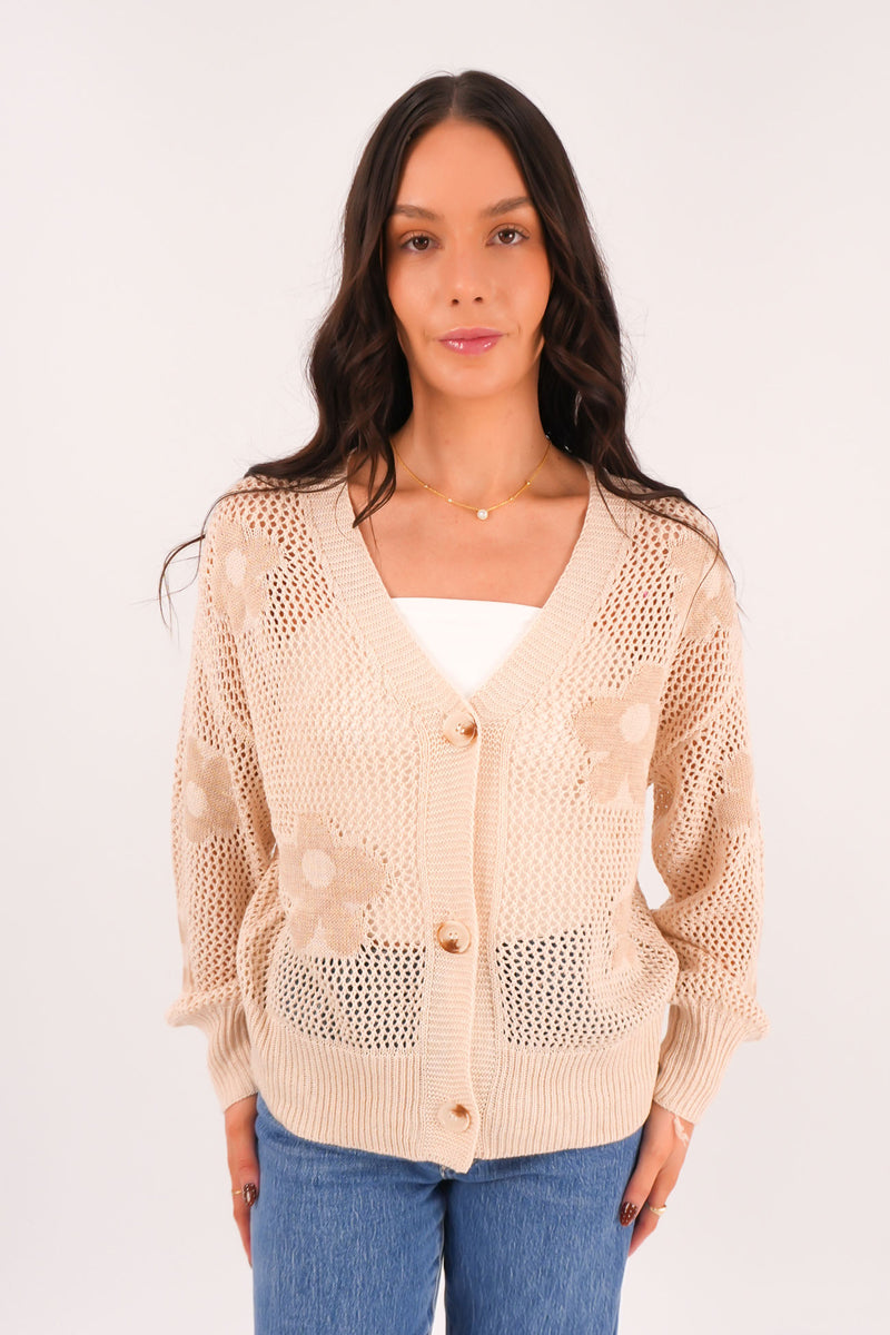 Danna Crochet Cardigan Beige f66
