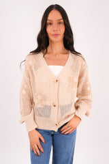 Danna Crochet Cardigan Beige f88
