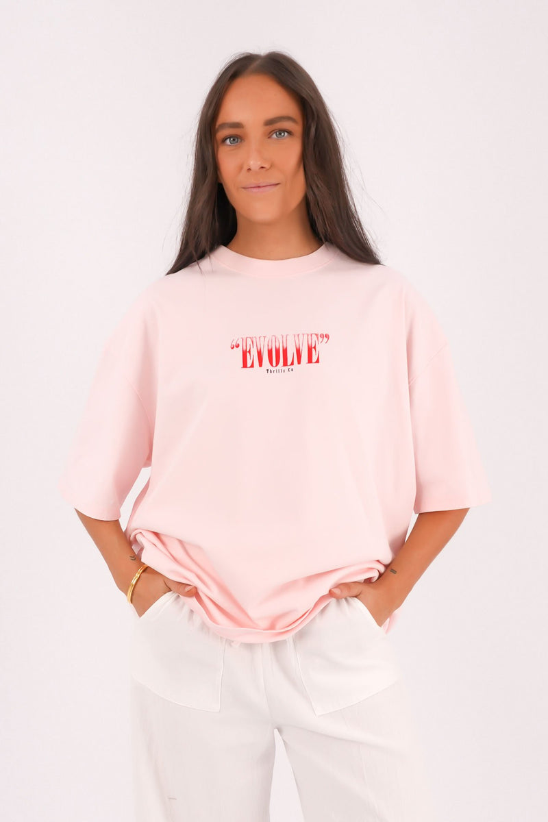 Highly Evolved Oversized Tee Barely Pink