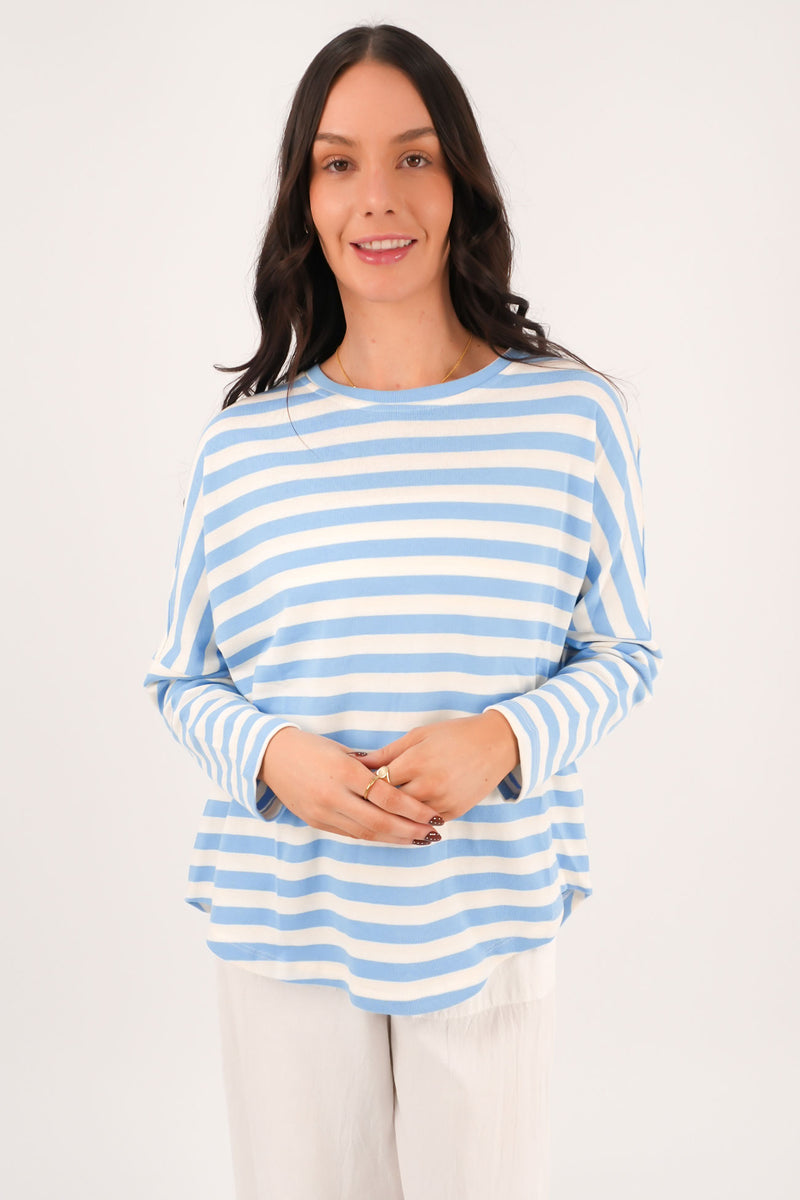 Jaylen Long Sleeve Tee Blue Stripe f66