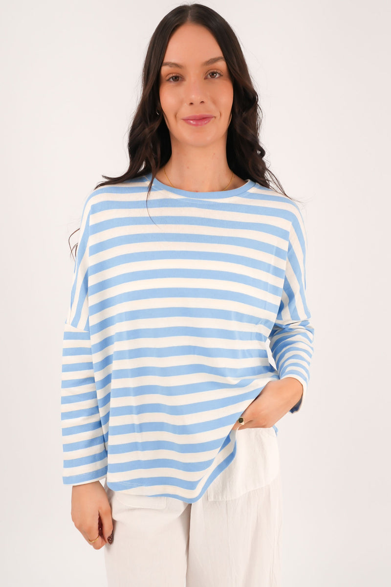 Jaylen Long Sleeve Tee Blue Stripe ffc