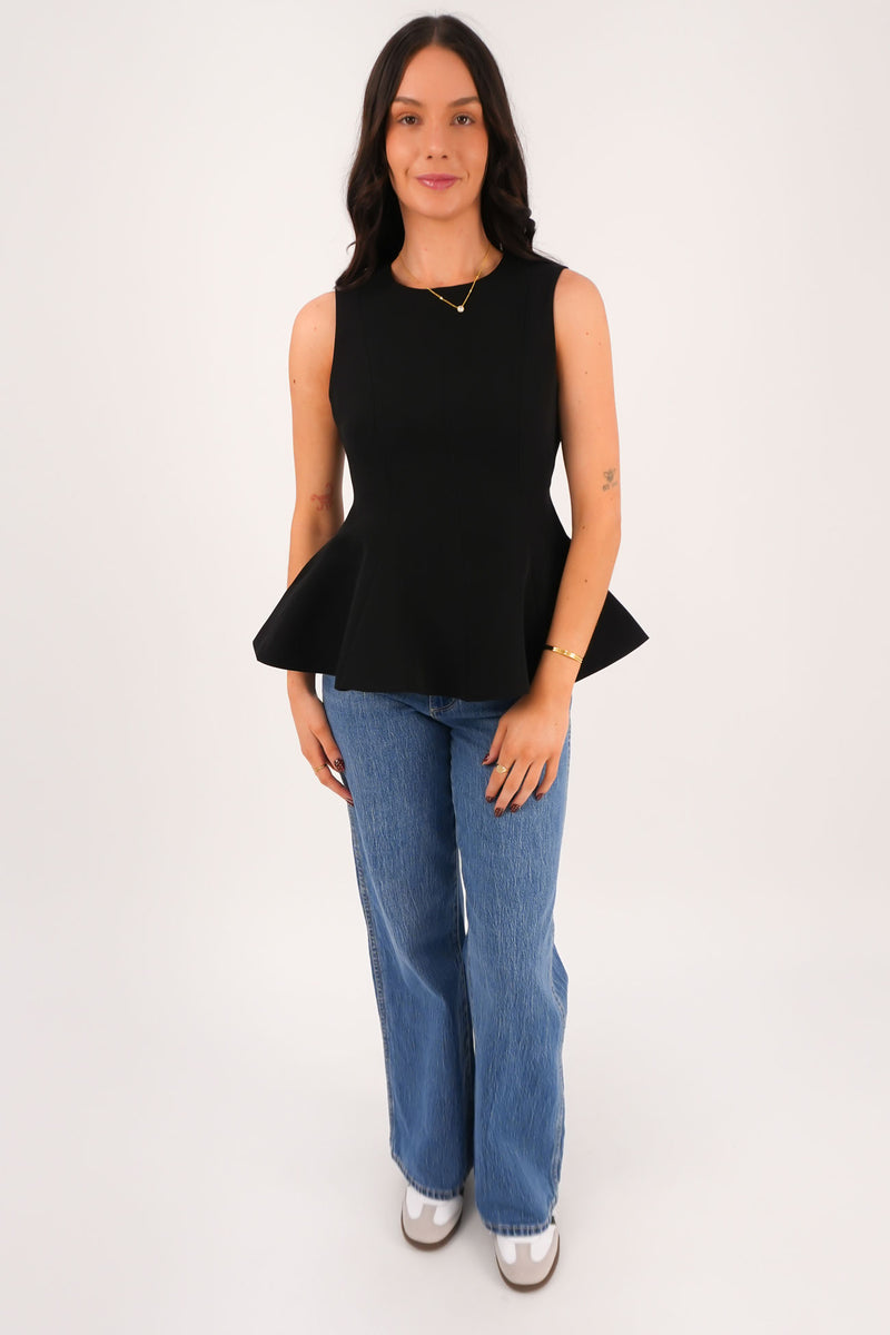 Larkin Peplum Top Black f