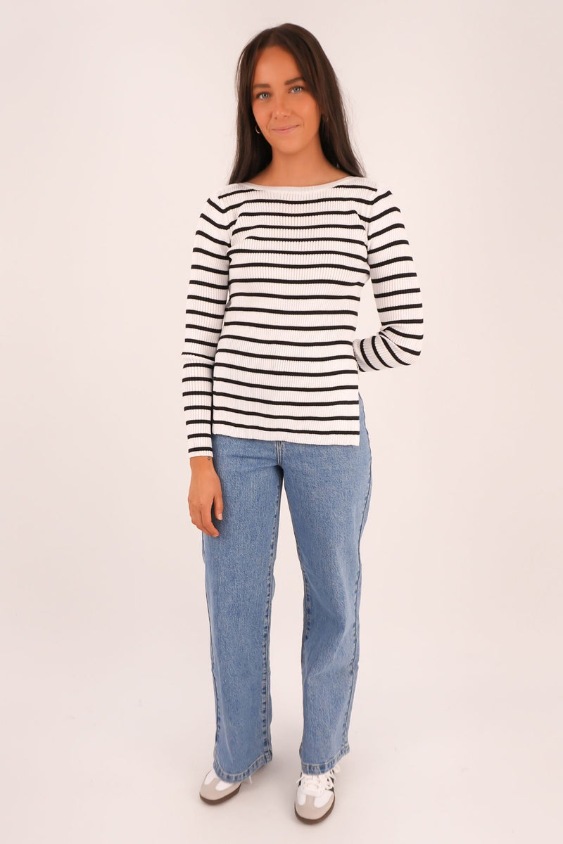Misu Long Sleeve White Stripe