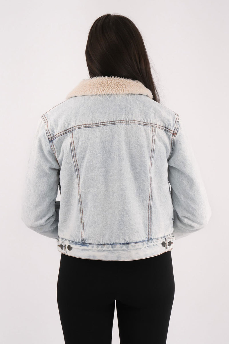 Roy Sherpa Denim Jacket Ash Blue