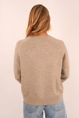 Sanctuary Crew Neck Knit Jumper Taupe b