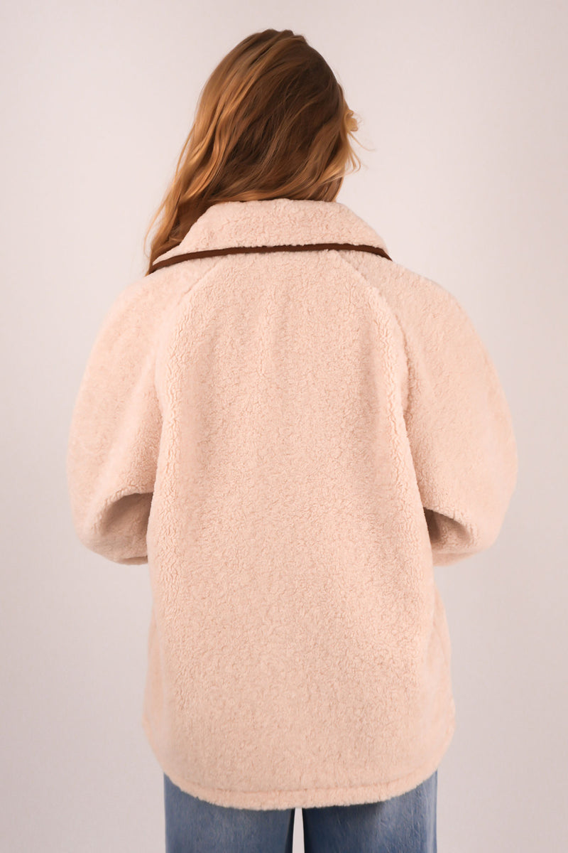 Snowy Sherpa Jacket Vintage White b