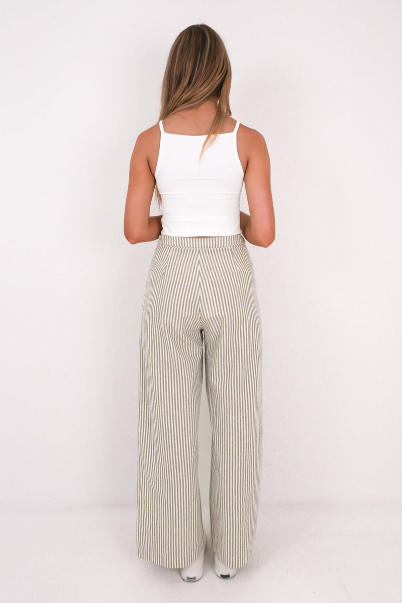 Valley Stripe Wide Leg Pant Ivy