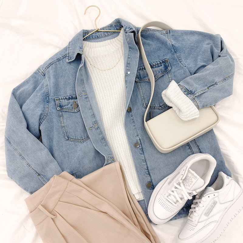 Skylar Denim Shacket + Quinley Knit