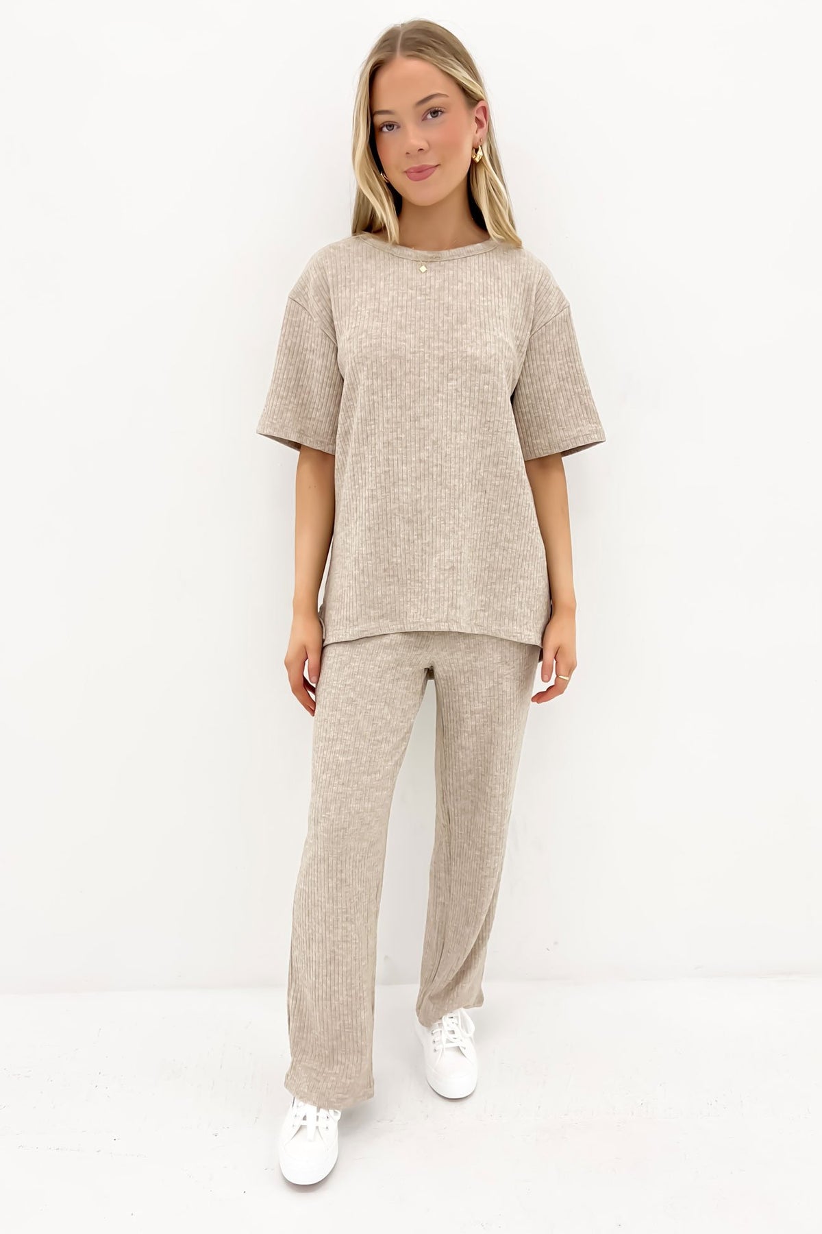 Caeleigh Ribbed Top Beige
