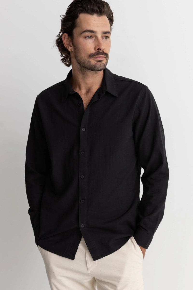 Classic Linen Long Sleeve Shirt Black f
