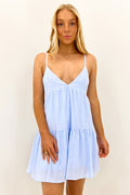 Classic Tiered Mini Dress Blue
