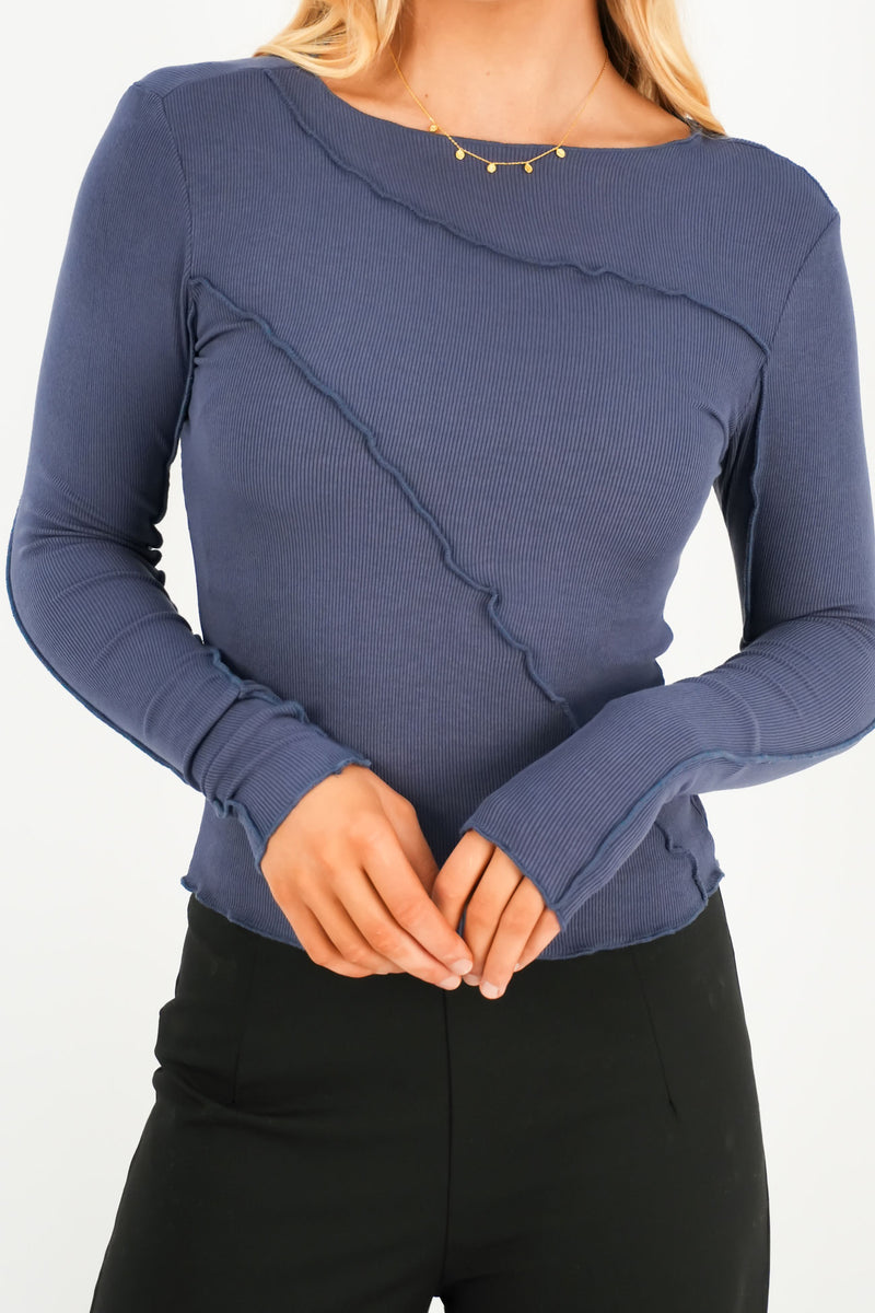 Eleni Long Sleeve Top Navy ff2