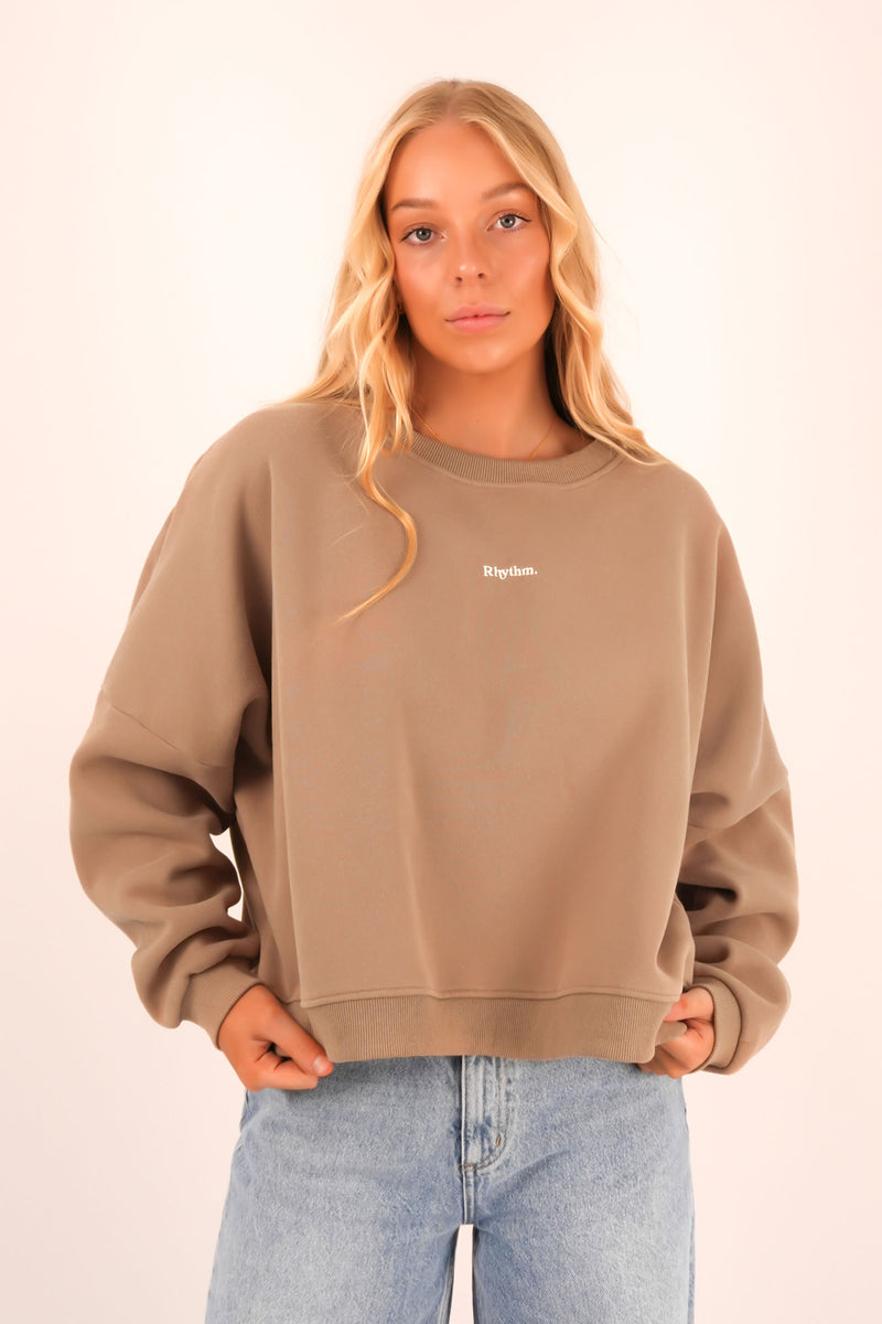 Logo Crew Neck Fleece Taupe f44