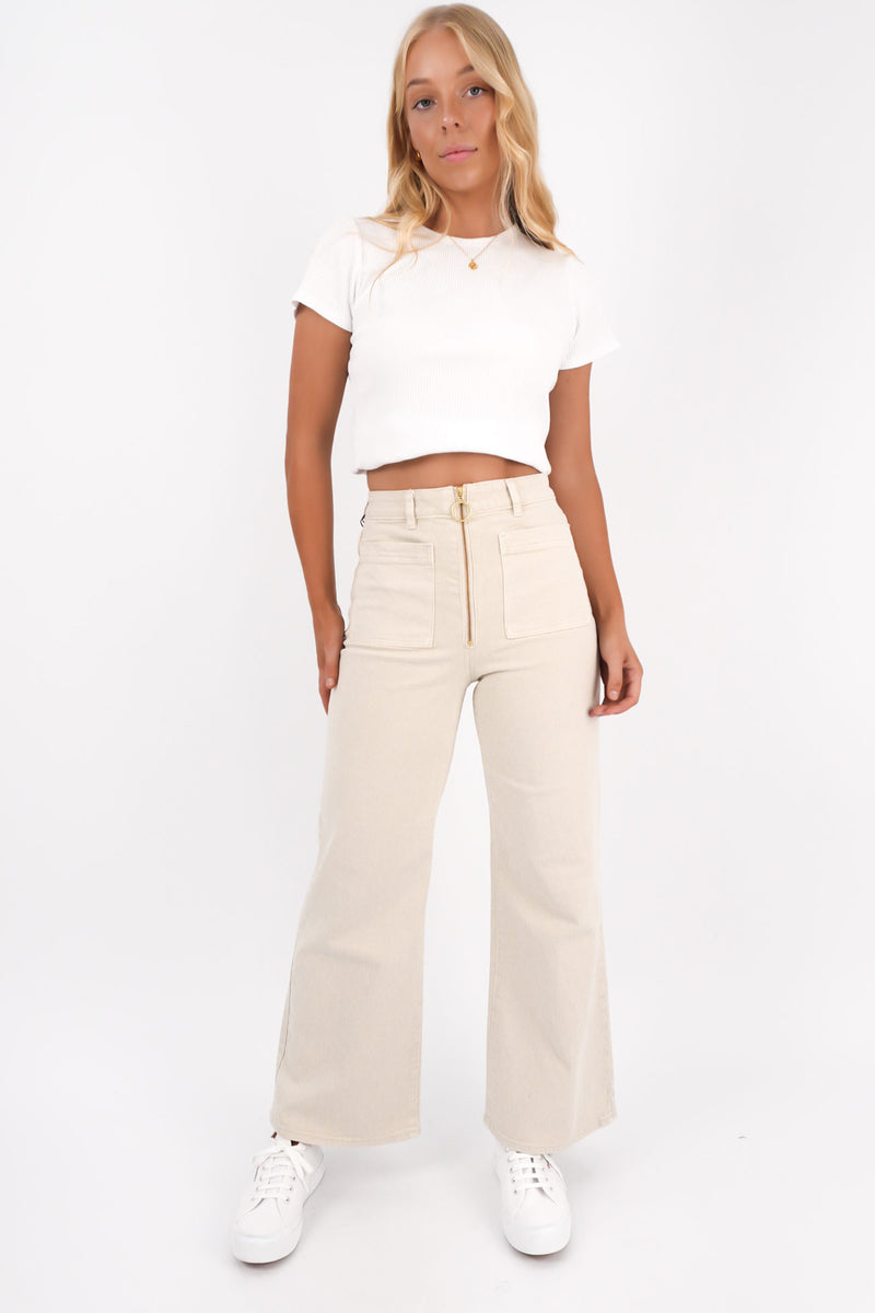 Sailor Zip Jean Off White f33