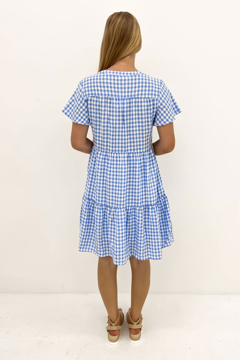 Elijah Mini Dress Blue Gingham