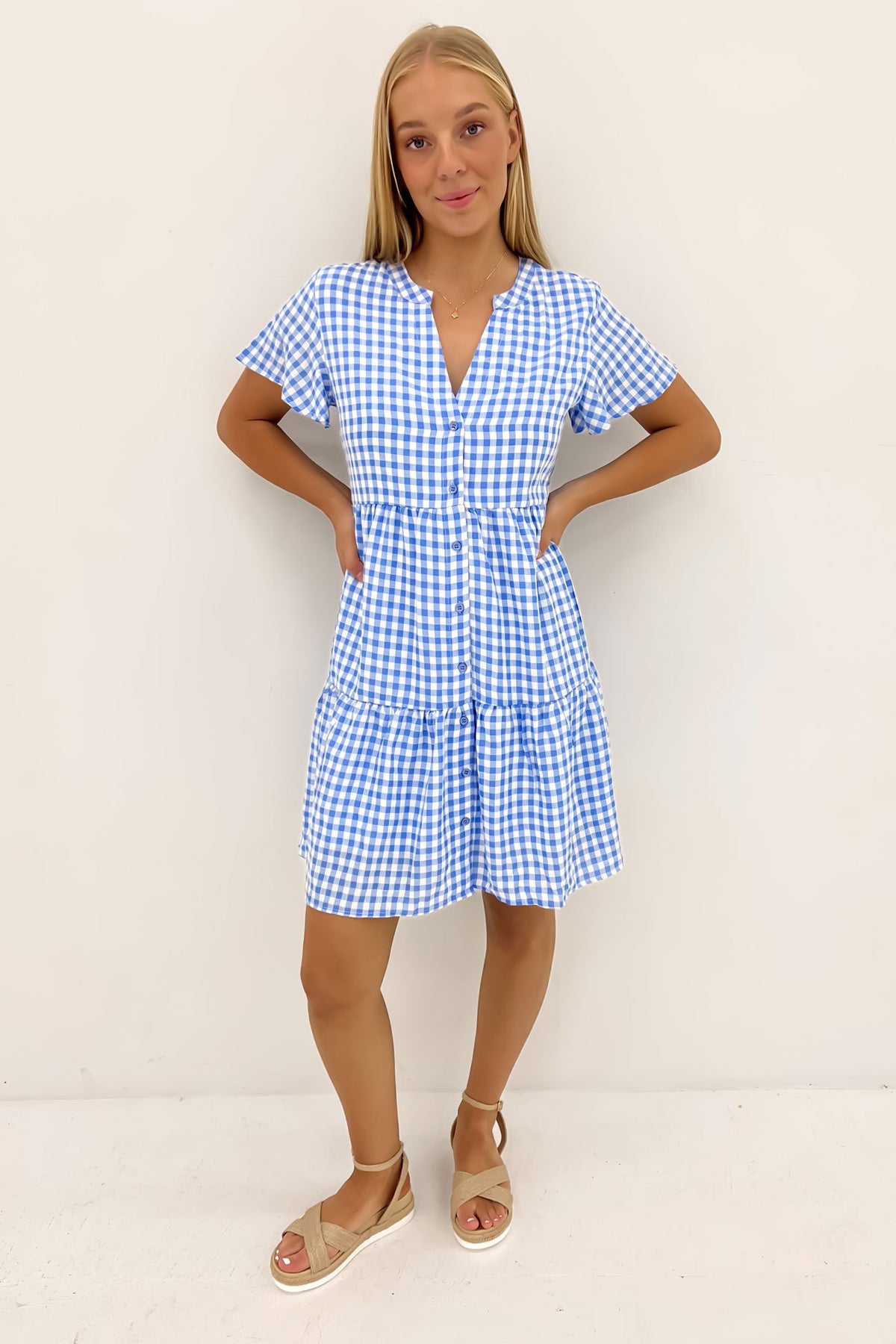 Elijah Mini Dress Blue Gingham