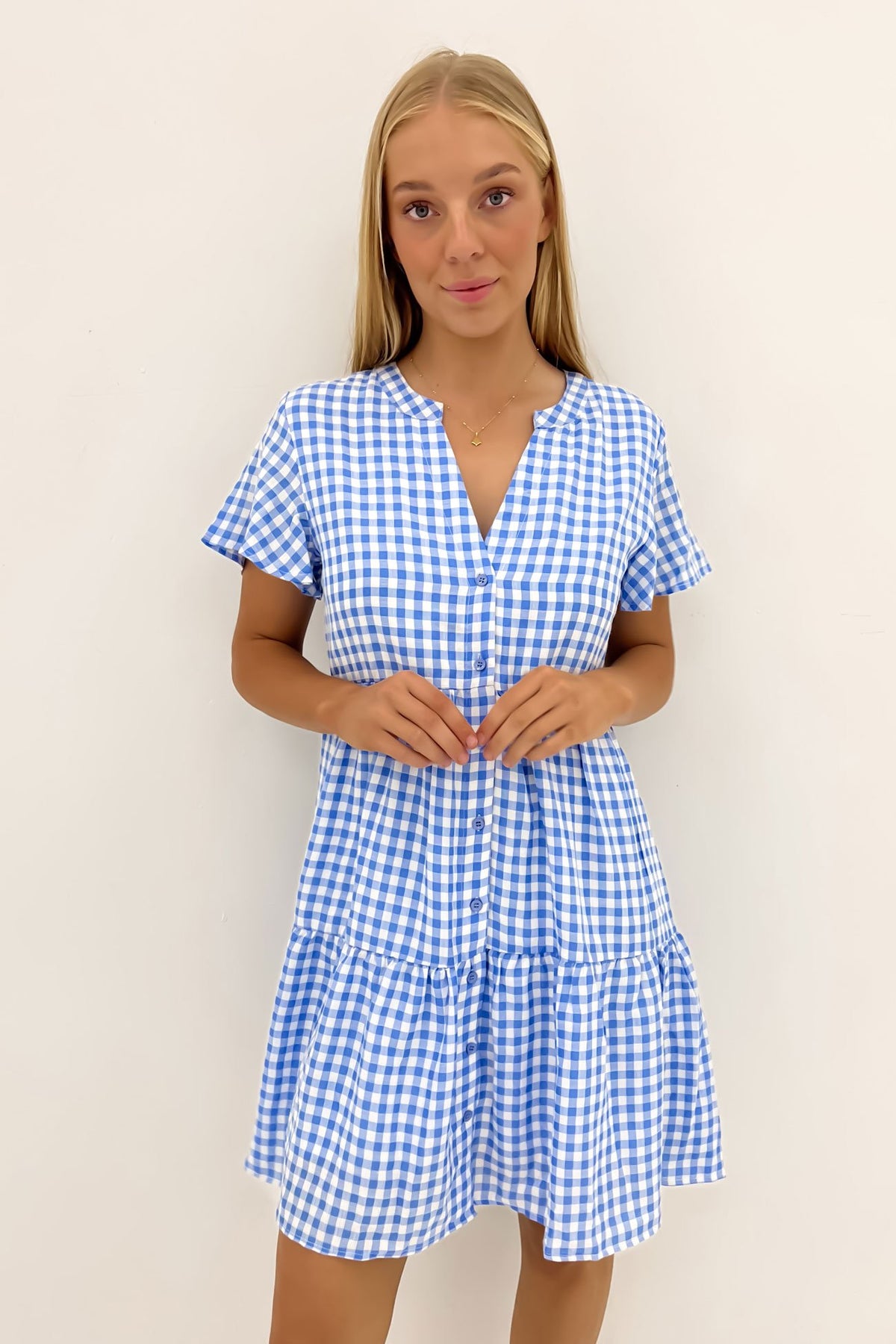 Elijah Mini Dress Blue Gingham