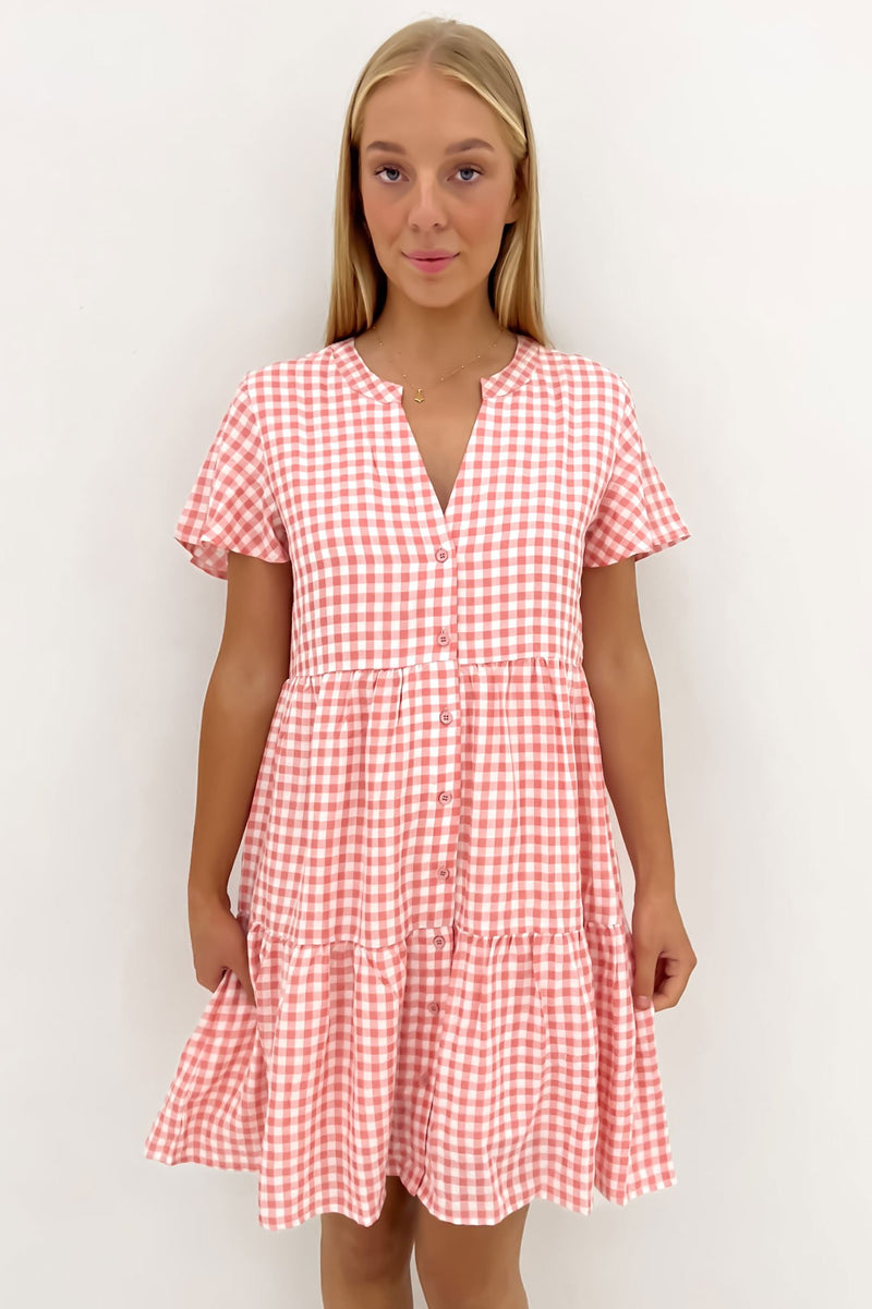 Elijah Mini Dress Pink Gingham