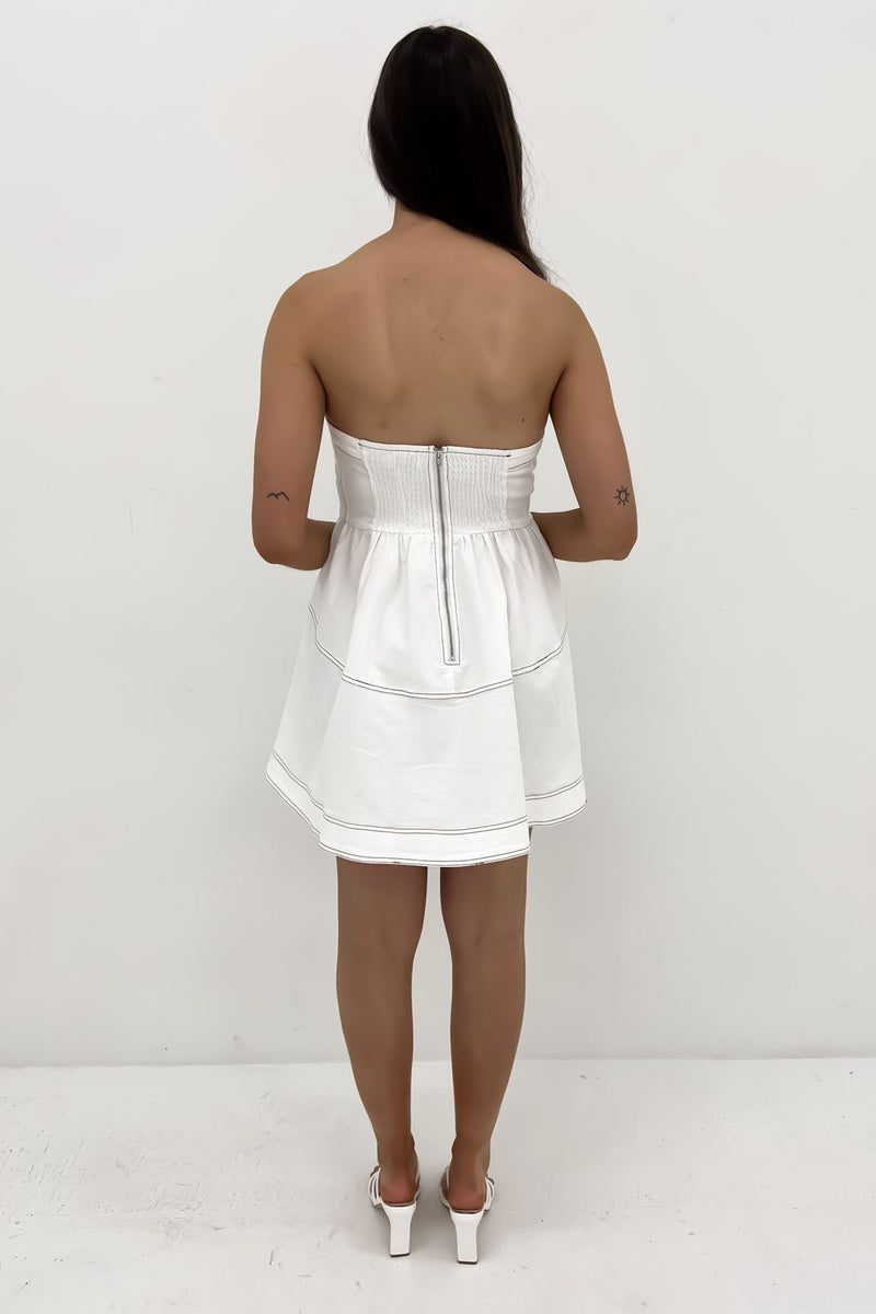 Erin Denim Mini Dress White