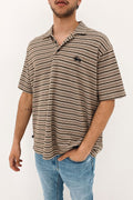 Graffiti Stripe Pique Polo Chocolate