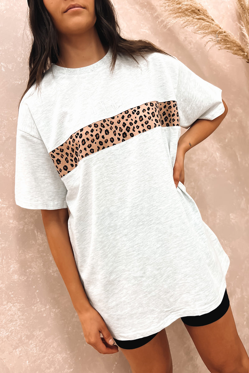 JNJL Leopard Panel Tee Snow Marle