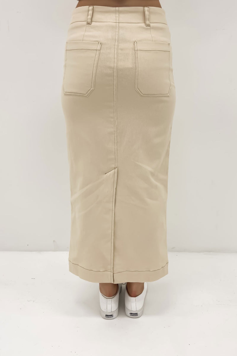 Lindsey Midi Skirt Beige