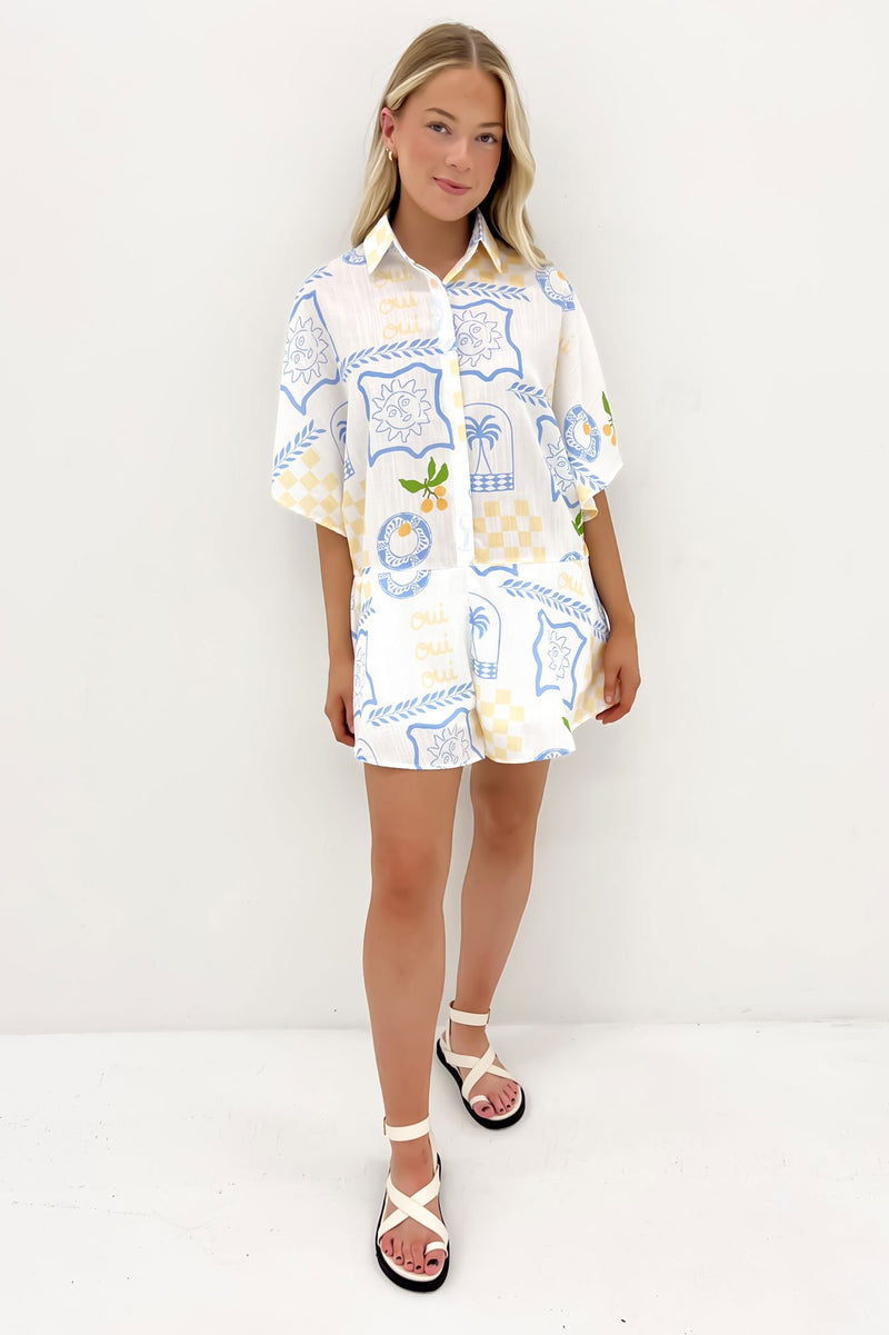 Lucia Playsuit Blue Yellow Holiday